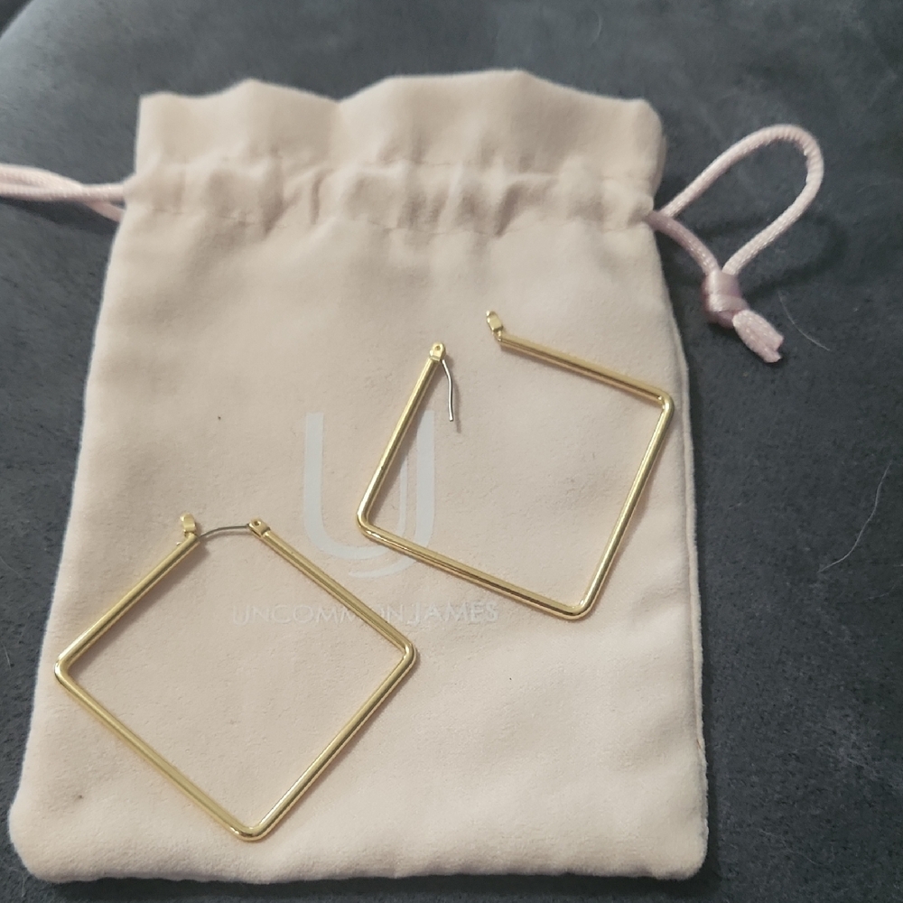 Uncommon James Polished Gold Square Hoop Earrings